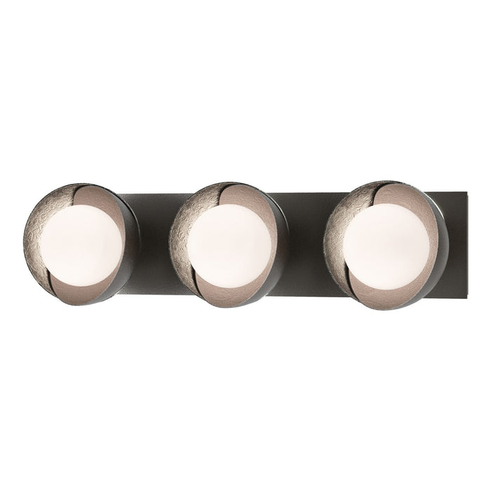 Brooklyn 3-Light Straight Double Shade Bath Sconce in Oil Rubbed Bronze with Sterling Accent - 201378-SKT-14-85-GG0711 by Hubbardton Forge