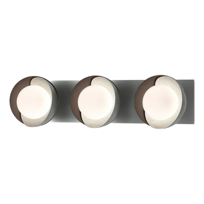 Brooklyn 3-Light Straight Double Shade Bath Sconce in Vintage Platinum with Oil Rubbed Bronze Accent - 201378-SKT-82-14-GG0711 by Hubbardton Forge