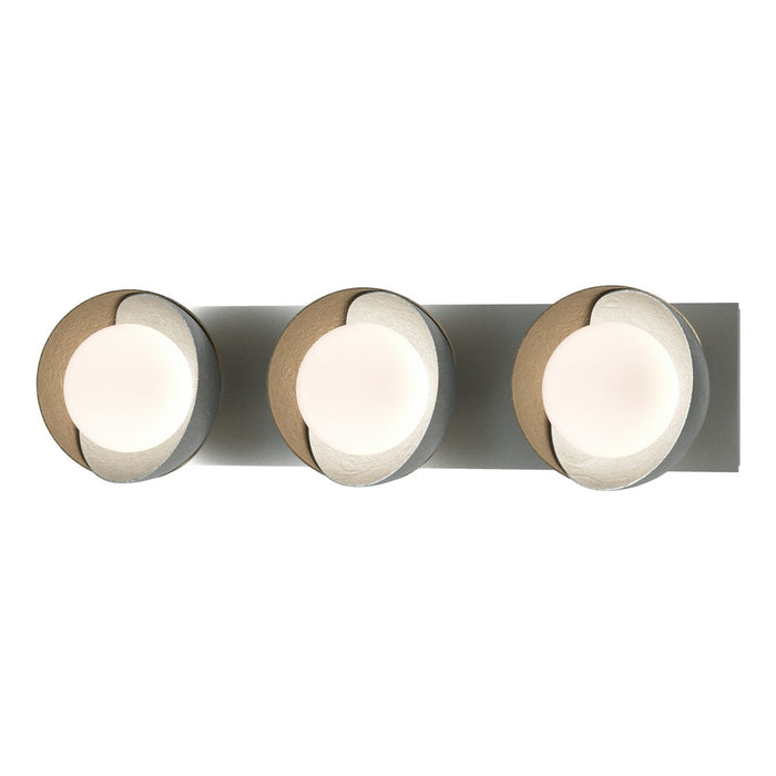 Brooklyn 3-Light Straight Double Shade Bath Sconce in Vintage Platinum with Soft Gold Accent - 201378-SKT-82-84-GG0711 by Hubbardton Forge