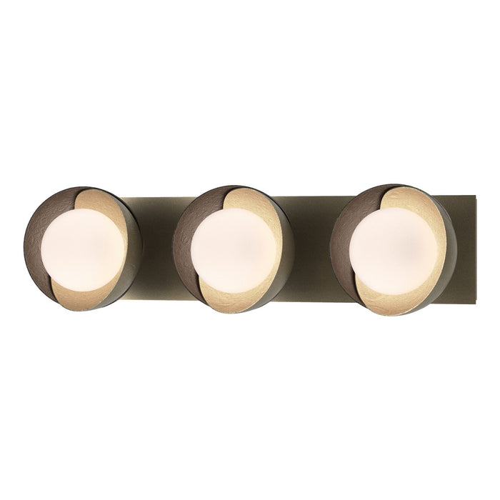 Brooklyn 3-Light Straight Double Shade Bath Sconce in Soft Gold with Oil Rubbed Bronze Accent - 201378-SKT-84-14-GG0711 by Hubbardton Forge