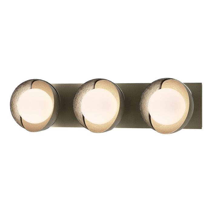 Brooklyn 3-Light Straight Double Shade Bath Sconce in Soft Gold with Sterling Accent - 201378-SKT-84-85-GG0711 by Hubbardton Forge