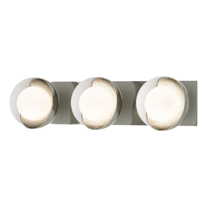 Brooklyn 3-Light Straight Double Shade Bath Sconce in Sterling with White Accent - 201378-SKT-85-02-GG0711 by Hubbardton Forge