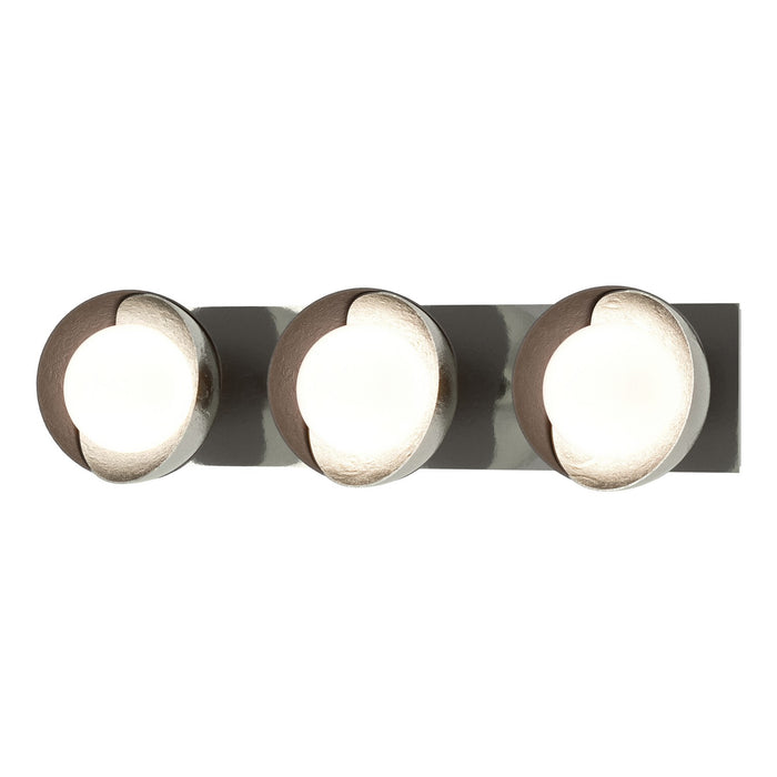 Brooklyn 3-Light Straight Double Shade Bath Sconce in Sterling with Oil Rubbed Bronze Accent - 201378-SKT-85-14-GG0711 by Hubbardton Forge