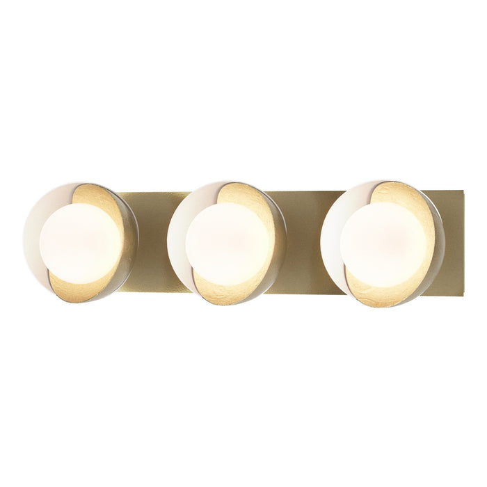 Brooklyn 3-Light Straight Double Shade Bath Sconce in Modern Brass with White Accent - 201378-SKT-86-02-GG0711 by Hubbardton Forge