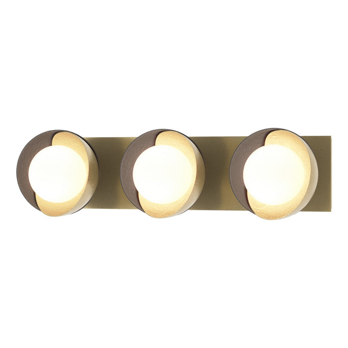 Brooklyn 3-Light Straight Double Shade Bath Sconce in Modern Brass with Black Accent - 201378-SKT-86-10-GG0711 by Hubbardton Forge