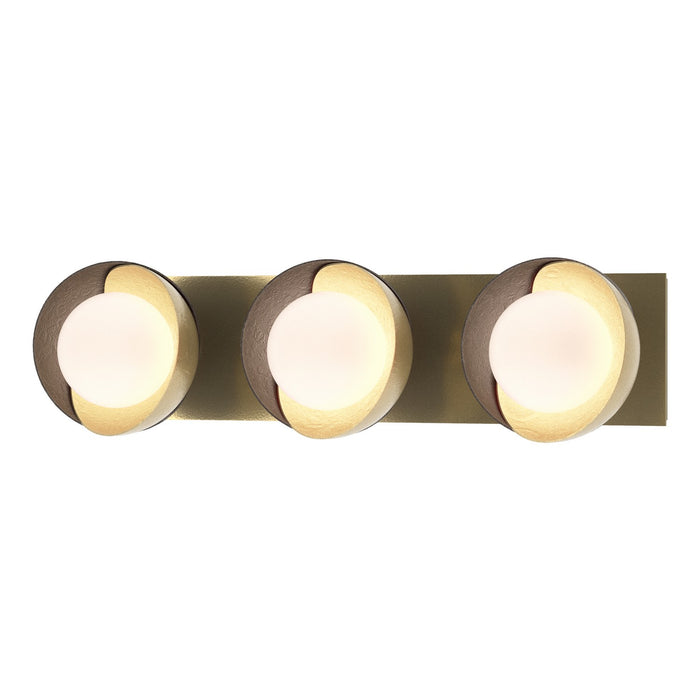 Brooklyn 3-Light Straight Double Shade Bath Sconce in Modern Brass with Oil Rubbed Bronze Accent - 201378-SKT-86-14-GG0711 by Hubbardton Forge