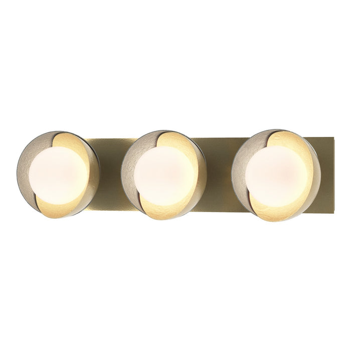 Brooklyn 3-Light Straight Double Shade Bath Sconce in Modern Brass with Vintage Platinum Accent - 201378-SKT-86-82-GG0711 by Hubbardton Forge