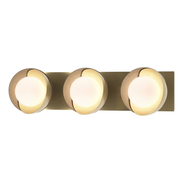 Brooklyn 3-Light Straight Double Shade Bath Sconce in Modern Brass with Soft Gold Accent - 201378-SKT-86-84-GG0711 by Hubbardton Forge