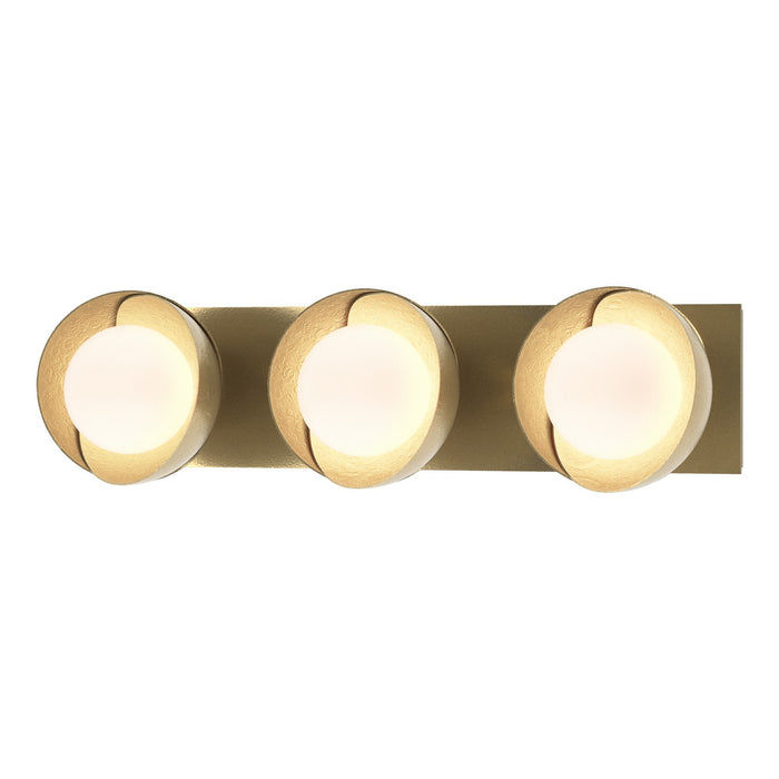 Brooklyn 3-Light Straight Double Shade Bath Sconce in Modern Brass with Modern Brass Accent - 201378-SKT-86-86-GG0711 by Hubbardton Forge