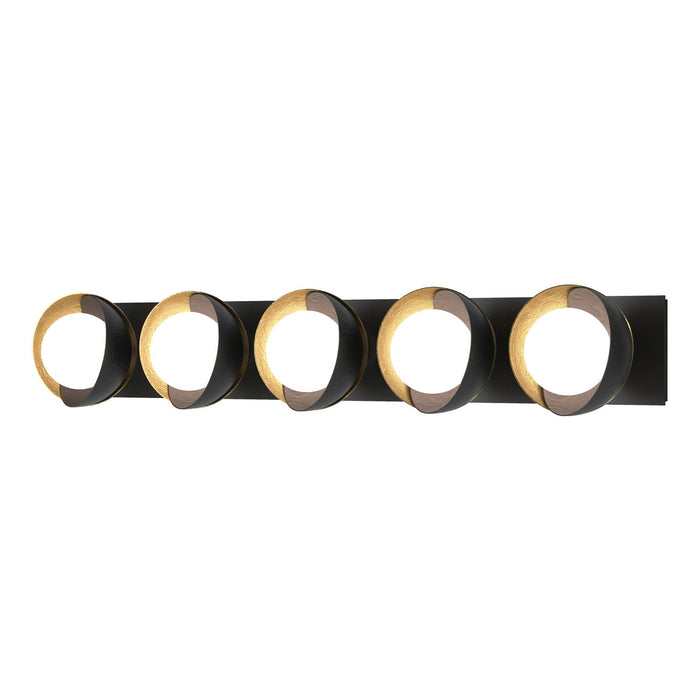 Brooklyn 5-Light Straight Double Shade Bath Sconce in Black with Modern Brass Accent - 201379-SKT-10-86-GG0711 by Hubbardton Forge