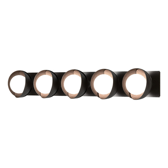 Brooklyn 5-Light Straight Double Shade Bath Sconce in Oil Rubbed Bronze with Oil Rubbed Bronze Accent - 201379-SKT-14-14-GG0711 by Hubbardton Forge