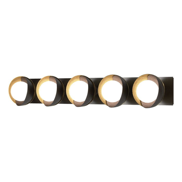 Brooklyn 5-Light Straight Double Shade Bath Sconce in Oil Rubbed Bronze with Modern Brass Accent - 201379-SKT-14-86-GG0711 by Hubbardton Forge