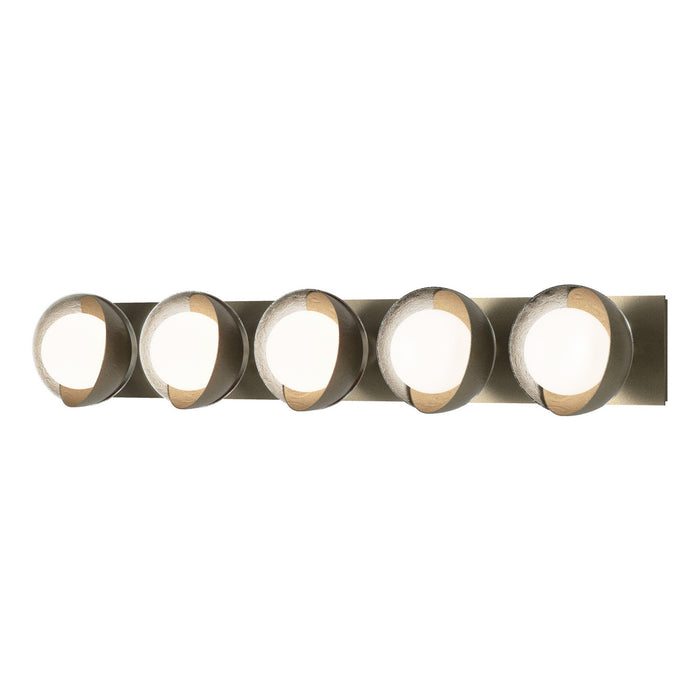 Brooklyn 5-Light Straight Double Shade Bath Sconce in Soft Gold with Sterling Accent - 201379-SKT-84-85-GG0711 by Hubbardton Forge