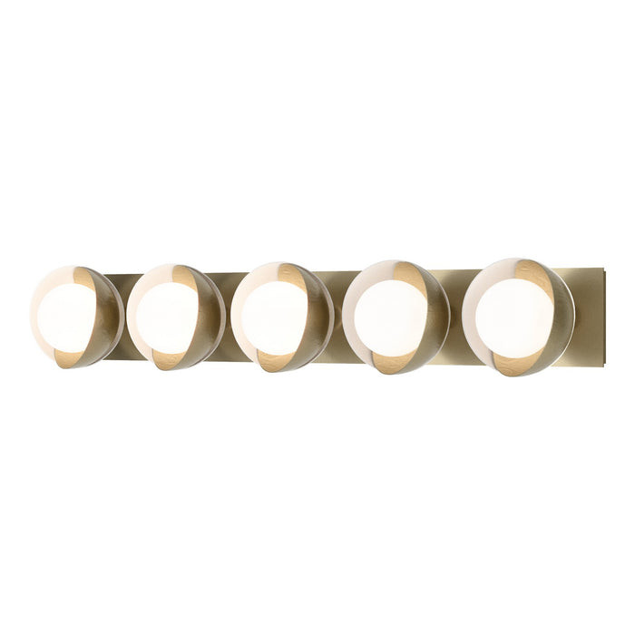 Brooklyn 5-Light Straight Double Shade Bath Sconce in Modern Brass with White Accent - 201379-SKT-86-02-GG0711 by Hubbardton Forge