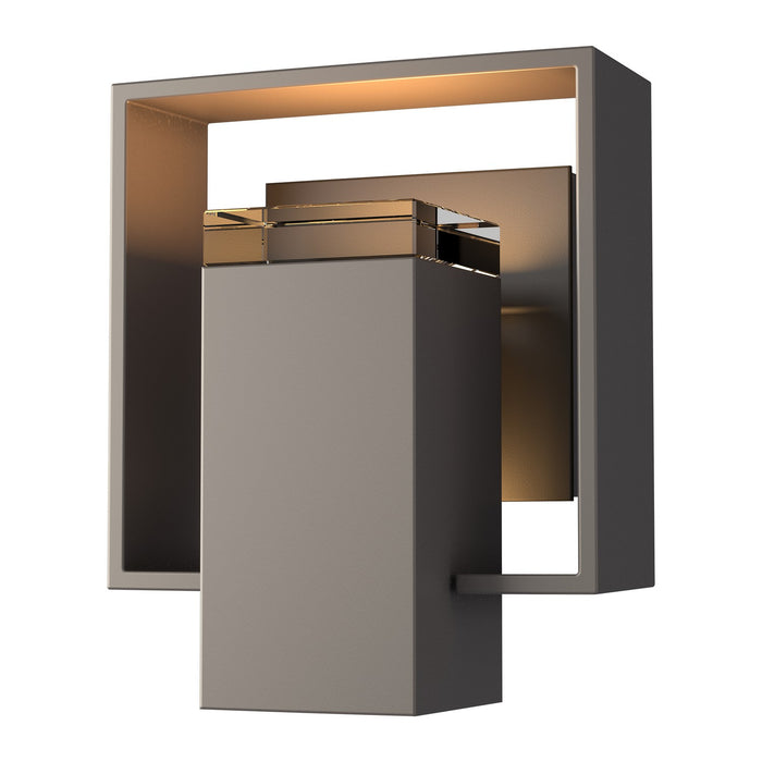 Shadow Box Small Outdoor Sconce in Coastal Dark Smoke with Coastal Oil Rubbed Bronze Accent - 302601-SKT-77-14-ZM0546 by Hubbardton Forge