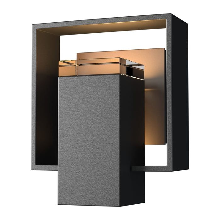 Shadow Box Small Outdoor Sconce in Coastal Black with Coastal Dark Smoke Accent - 302601-SKT-80-77-ZM0546 by Hubbardton Forge