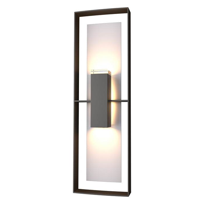 Shadow Box Tall Outdoor Sconce in Coastal Oil Rubbed Bronze with Coastal Burnished Steel Accent - 302607-SKT-14-78-ZM0546 by Hubbardton Forge