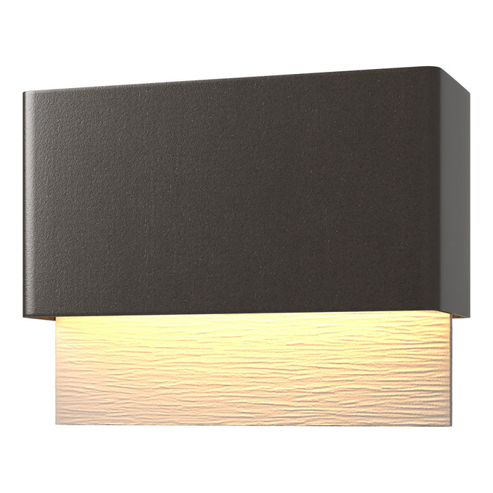 Stratum Dark Sky Friendly LED Outdoor Sconce in Coastal Oil Rubbed Bronze with Coastal Burnished Steel Accent - 302630-LED-14-78 by Hubbardton Forge