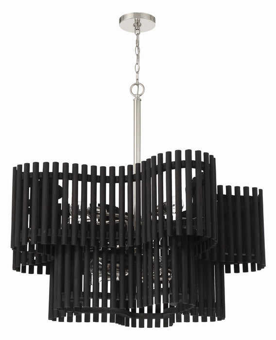 58410-PLNBWN - Freeform Ten Light Chandelier in Polished Nickel & Black Walnut by Craftmade