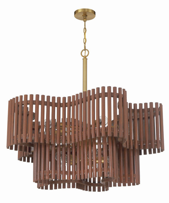 58410-SBWAL - Freeform Ten Light Chandelier in Satin Brass & Walnut by Craftmade