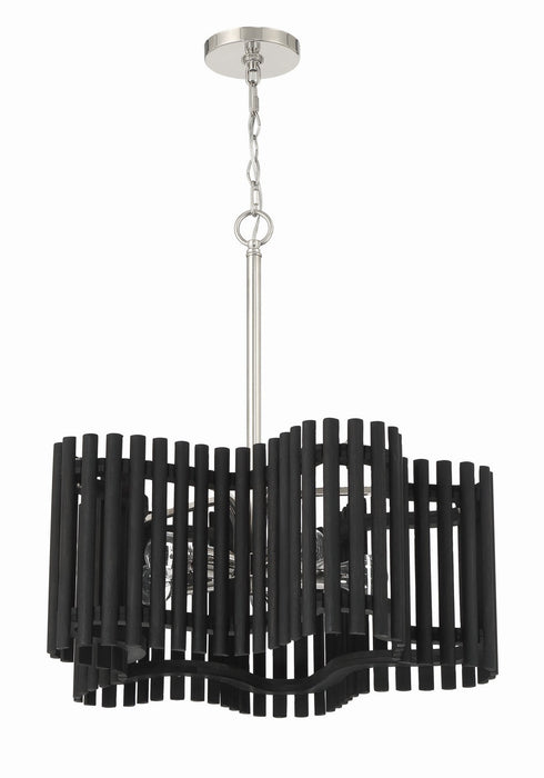 58425-PLNBWN- Freeform 5-Light Chandelier in Polished Nickel & Black Walnut by Craftmade