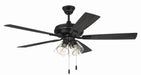 ECF104FB5-FBGW - Eos Clear 4 Light 52" Ceiling Fan in Flat Black by Craftmade