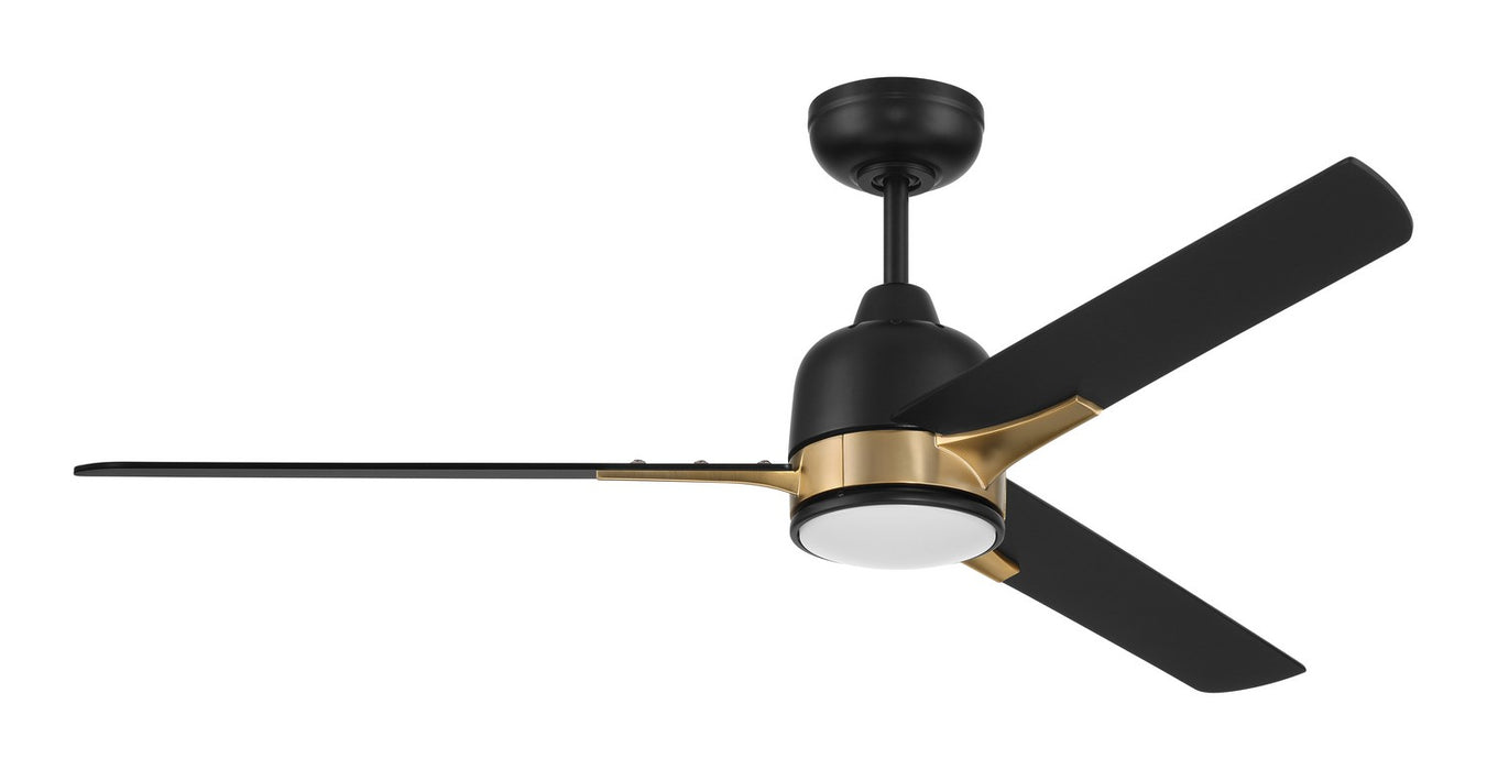 FUL52FBSB3 - Fuller 52" Ceiling Fan in Flat Black & Satin Brass by Craftmade