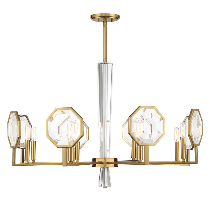 Leighton Eight Light Chandelier in Warm Brass