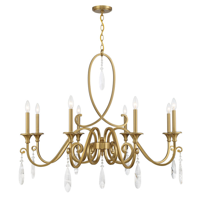 Fairchild Eight Light Chandelier in Warm Brass