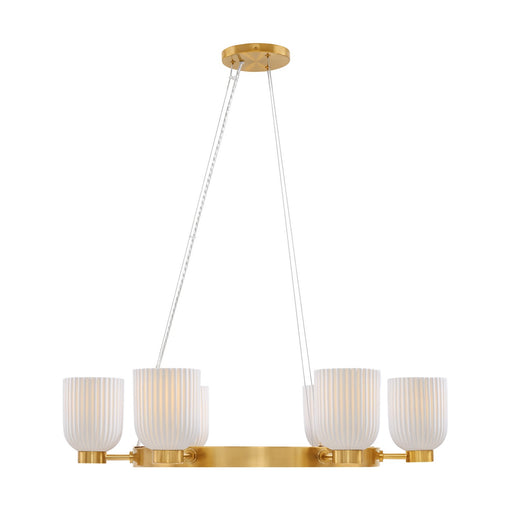 Isla Blanca Six Light Chandelier in Warm Brass