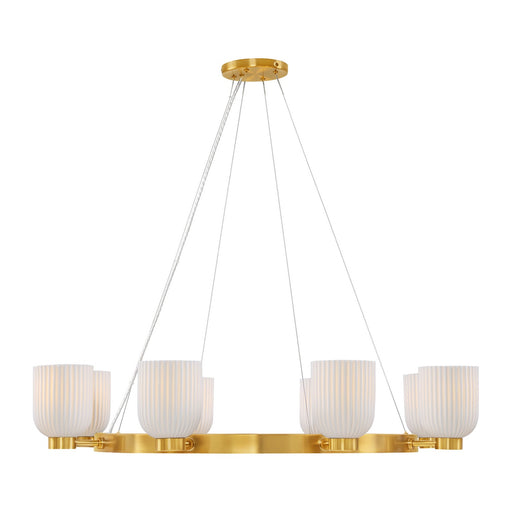 Isla Blanca Eight Light Chandelier in Warm Brass