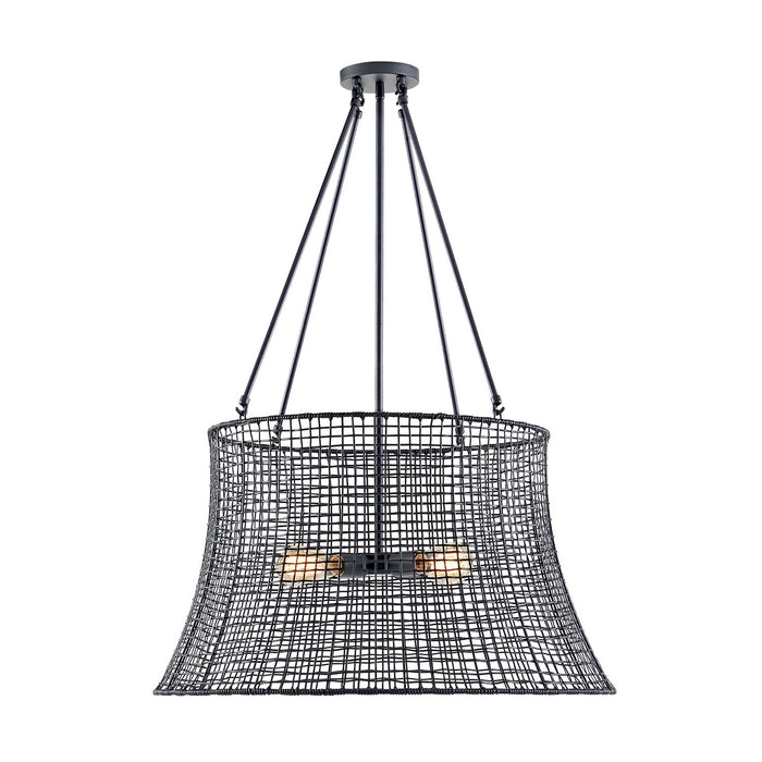 Longleaf Four Light Outdoor Chandelier in Matte Black