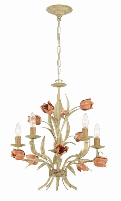 4805-SR- Southport 5-Light Chandelier in Sage/Rose by Crystorama