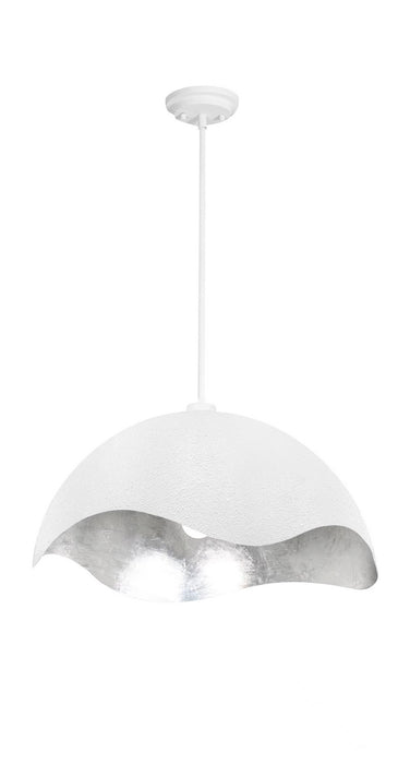 P1915-736 - Eclos 1-Light Pendant in Textured White with Silver Leaf by George Kovacs