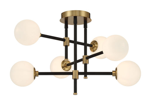 P8156-681 - Cosmet 6-Light Flush Mount in Coal & Aged Brass by George Kovacs