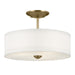 43675NBR- Shailene 3-Light Semi-Flush Mount in Natural Brass by Kichler Lighting