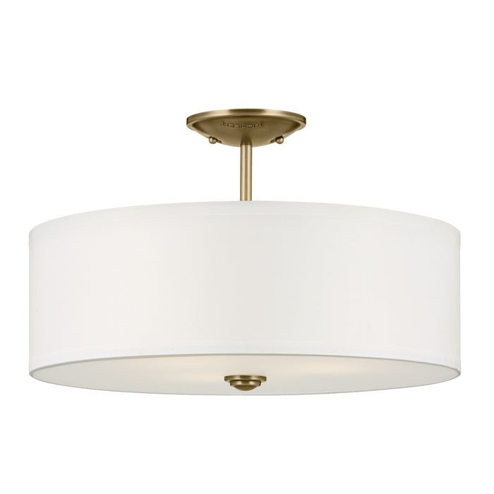 43692NBR- Shailene 3-Light Semi-Flush Mount in Natural Brass by Kichler Lighting