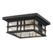 49834BKT- Beacon Square 2-Light Outdoor Ceiling Mount in Textured Black by Kichler Lighting