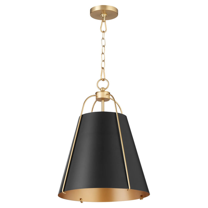 Quorum Ellen Pendant in Matte Black & Aged Brass (861-1-5980)