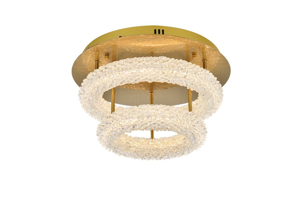 3800F18L2SG - Bowen LED Flush Mount in Satin Gold by Elegant Lighting