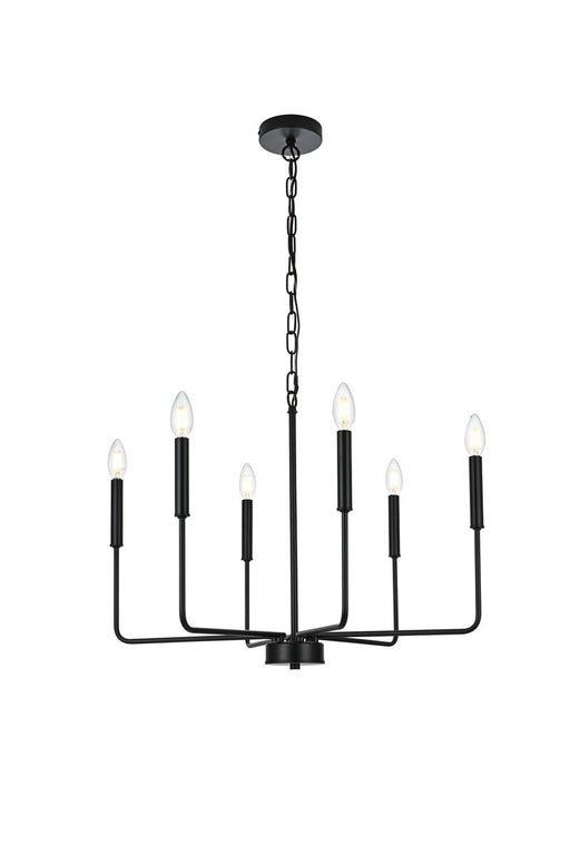 LD740D26BK - Willa 6-Light Pendant in Black by Elegant Lighting