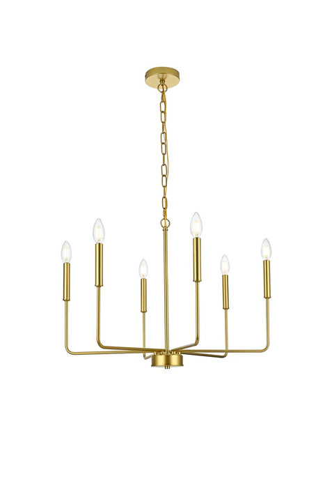 LD740D26BRA - Willa 6-Light Pendant in Brass by Elegant Lighting