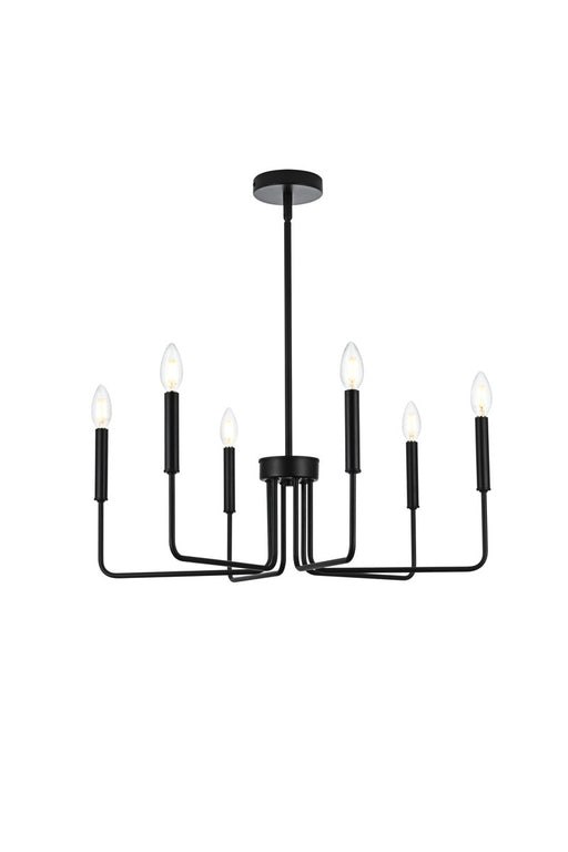 LD742D26BK - Willa 6-Light Pendant in Black by Elegant Lighting