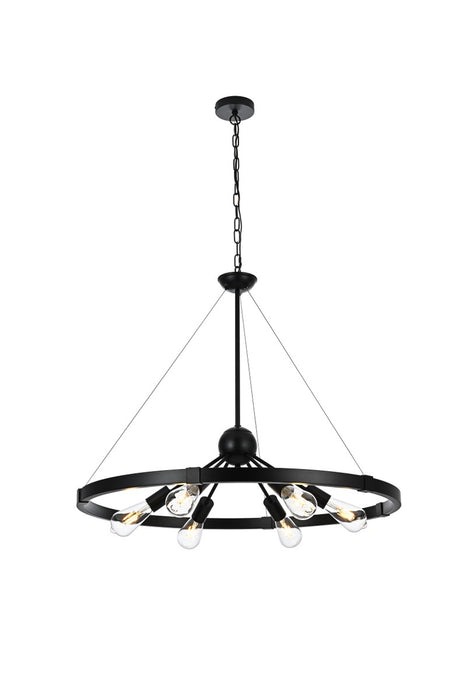 LD746D32BK - Thora 6-Light Pendant in Black by Elegant Lighting