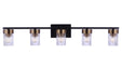 11835FBSB5 - Bond Street 5-Light Vanity in Flat Black & Satin Brass by Craftmade