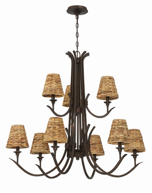 Kokomo Nine Light Chandelier in Aged Bronze Brushed