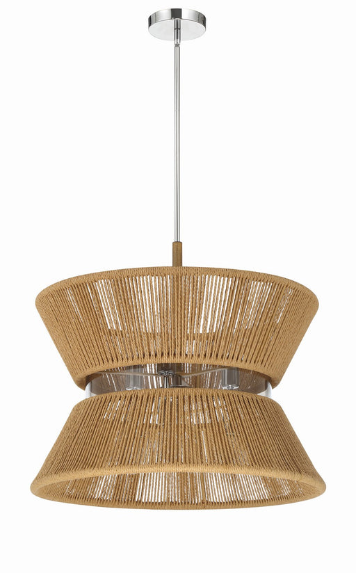 58596-CHWAL - Serena 6-Light Pendant in Chrome & Walnut by Craftmade