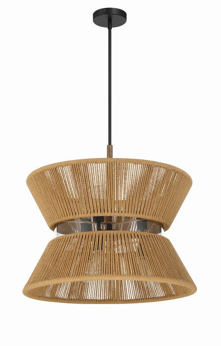 58596-FBWAL - Serena 6-Light Pendant in Flat Black & Walnut by Craftmade