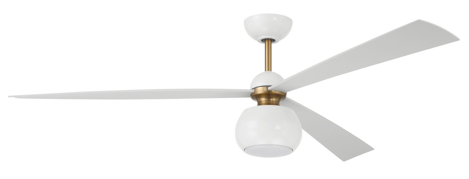 OTT60WSB3 - Otto 60" Ceiling Fan in White & Satin Brass by Craftmade