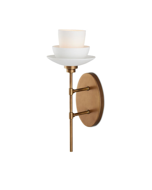 5000-0236 - Etiquette 1-Light Wall Sconce in Antique Brass & White by Currey and Company